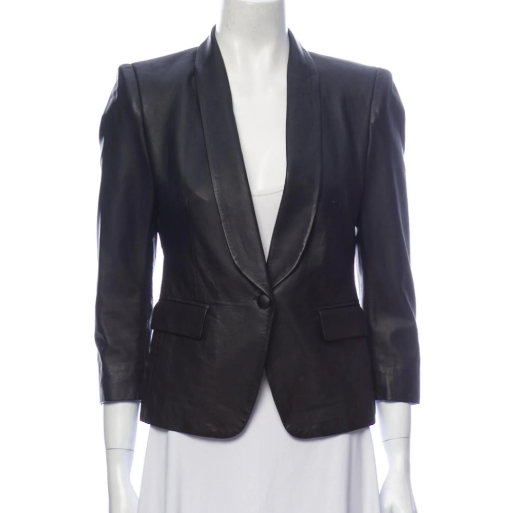 Band of Outsiders Black Leather Blazer